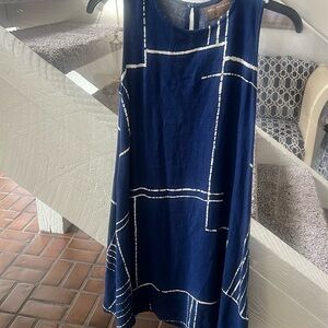 Ella Moss Navy Mini Dress with White Geometric Print